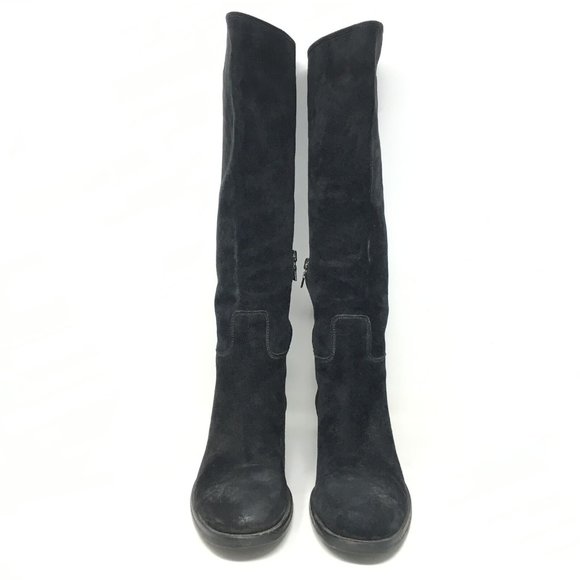 Women's Prada Milano Riding Boots Shoes Size 36 EU/6 US Black Distressed Suede - Picture 2 of 11